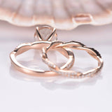 2ct Round Peach Morganite Infinity Bridal Set Engagement Ring 14k Rose Gold Over