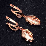 2Ct Round Cut VVS1/D Diamond Leaf Design Drop Earrings Women 14K Rose Gold Over