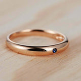 0.1ct Round Cut Blue Sapphire Flush Set Wedding Band Ring 14k Rose Gold Finish