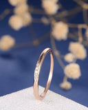 0.2ct Round Cut Diamond Wedding Band Anniversary Minimalist 14k Rose Gold Finish