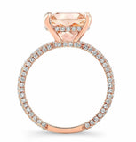 2ct Cushion Cut Peach Morganite Diamond Accent Engagement Ring 14k RoseGold Over