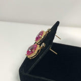 2.3ct Drop Earrings Cushion Pink Sapphire Beaded Solitaire 14k Yellow Gold Over