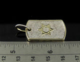 0.75ct Round Cut VVS1D Diamond Pendant Star of David Dogtag 14k Yellow Gold Over