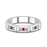 1Ct Round Cut Pink Ruby Diamond Heart Design Wedding Band 14K White Gold Finish