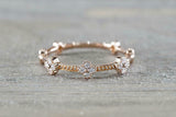 1ct Round Cut Diamond Wedding Band 14k Rose Gold Finish Petite Floral Stackable