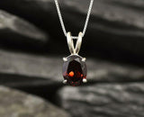 2ct Red Garnet Pendant Oval Cut Solitaire Women 14k White Gold Finish NO CHAIN