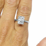 2ct Emerald Cut Diamond Engagement Ring Solitaire Promise 14k White Gold Finish