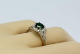 2ct Round Green Emerald Engagement Ring Diamond Floral Halo 14k White Gold Over