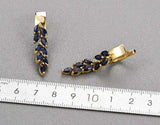 2.5ct Drop Earrings Marquise Cut Blue Sapphire Leaf Design 14k YellowGold Finish