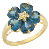 5ct Engagement Ring Heart Cut London Blue Topaz Floral 14k Yellow Gold Finish