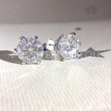 2ct Round Cut Moissanite 6 Prong Solitaire Stud Earrings 14K White Gold Plated