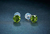 1ct Stud Earrings Round Cut Green Peridot Solitaire Women 14k White Gold Finish