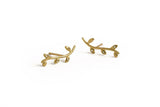 0.15ct Round Cut Diamond Leaf Style Stud Earrings Women 14k Yellow Gold Finish