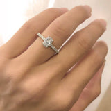 1.5ct Oval Cut Diamond Accent Solitaire Engagement Ring 14k White Gold Finish