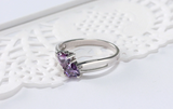 1.5ct Heart Cut Purple Amethyst Engagement Ring 14k White Gold Finish Solitaire