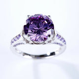 1.5ct Round Cut Purple Amethyst Solitaire Engagement Ring 14k White Gold Finish