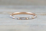 0.5ct Round Cut Diamond Wedding Band 14k Dual Gold Finish Thin Minimalist Petite