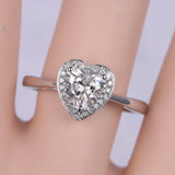 Halo Engagement Ring 1ct Heart Brilliant Cut VVS1D Diamond 14k White Gold Finish