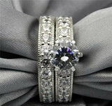 4Ct Round Cut Diamond Vintage Bridal Set Band Solitaire Ring 14K White Gold Over