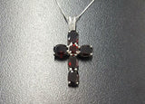 1.5ct Red Garnet Pendant Oval Cut Christ Cross 14k White Gold Finish NO CHAIN