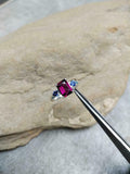 2ct Engagement Ring Emerald Cut Pink Ruby Three Stone 14k White Gold Finish