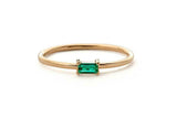 0.4ct Baguette Cut Green Emerald Minimalist Engagement Ring 14k Yellow Gold Over