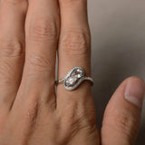 Swirl Unique Wedding Engagement Ring 2ct Pear Cut Diamond 14k White Gold Finish