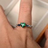 1ct Heart Cut Emerald Engagement Ring Solitaire with Accent 14k White Gold Over