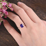 1.2ct Emerald Cut Purple Amethyst Solitaire with Accents Ring 14k Rose Gold Over