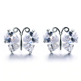 4ct Pear Cut VVS1D Diamond Butterfly Shape Stud Earrings 14k White Gold Finish