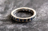 1ct Round Cut Blue Sapphire Channel Set Full Eternity Band 14k White Gold Finish