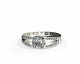 2Ct Cushion Cut Diamond Unique Split Band Engagement Ring 14K White Gold Finish