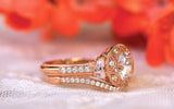 Art Deco Bridal Set Engagement Ring 2ct Round Cut Diamond 14k Rose Gold Finish