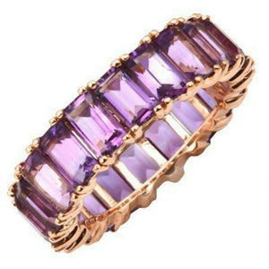 4ct Emerald Purple Amethyst Wedding Band 14k Rose Gold Finish Iced Full Eternity