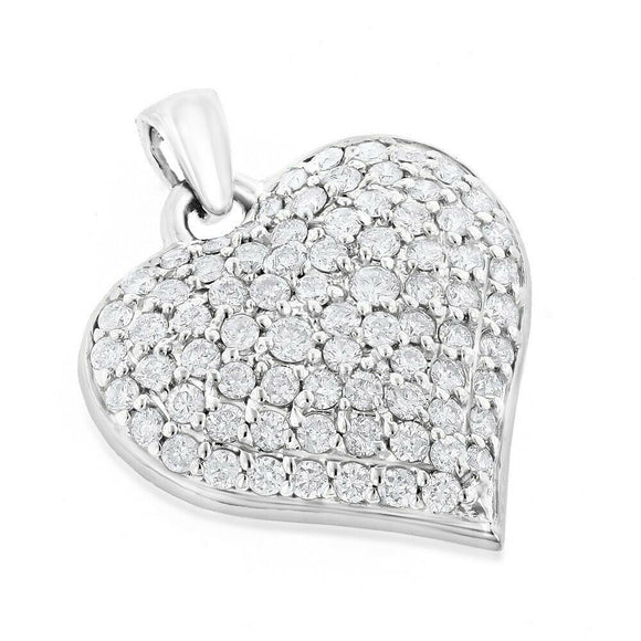 3Ct Round Cut Diamond Heart Shape Cluster Pendant 14K White Gold Finish NO CHAIN