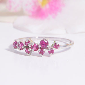 1.5ct Round Cut Pink Ruby Engagement Ring Promise Cluster 14k White Gold Finish