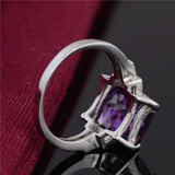 2Ct Radiant Purple Amethyst Diamond Accent Engagement Ring 14K White Gold Finish