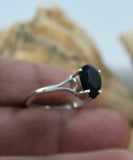 1ct Engagement Ring Pear Cut Black Diamond Solitaire Women 14k White Gold Finish