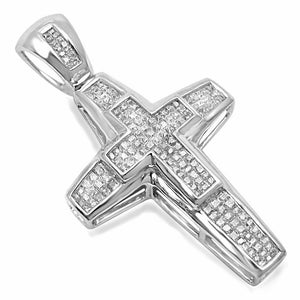 5ct Princess Cut Diamond Double Cross God Pendant 14k White Gold Finish NO CHAIN