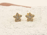 Flower Design Stud Earrings 1ct Round Cut VVS1D Diamond 14k Yellow Gold Finish