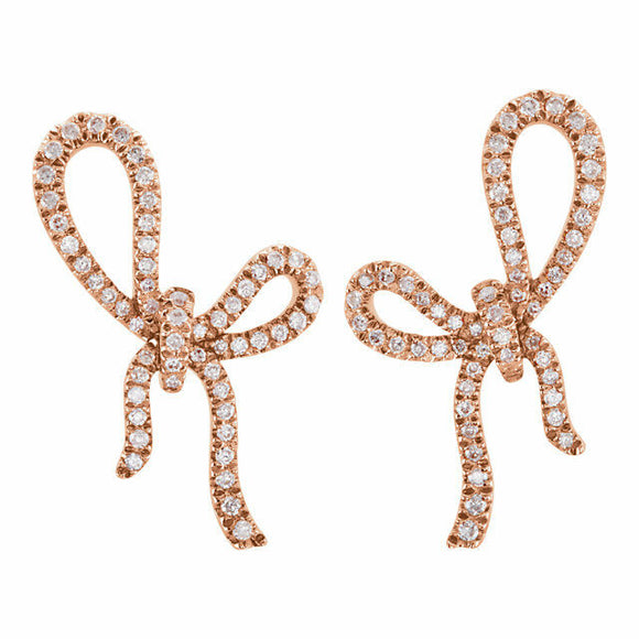 0.5ct Round Cut VVS1 D Diamond Rope Knot Stud Earring Women 14k Rose Gold Finish