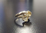 1.7ct Engagement Ring Oval Cut Citrine Two Stone Bypass 14k White Gold Finish