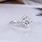 1.5ct Cushion Cut Diamond Engagement Ring Halo Milgrain 14k White Gold Finish