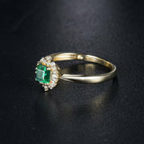 3Ct Princess Cut Green Emerald Sunburst Halo Engagement Ring 14K YellowGold Over