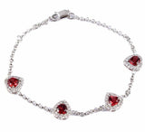 5ct Pear Cut Red Garnet Hollow Stylish Women Chain Bracelet 14k WhiteGold Finish