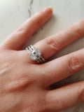 4Ct Oval Cut Diamond Bridal Trio Set Vintage Ring Band 18K White Gold Finish