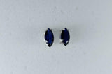 1.4ct Stud Earrings Marquise Cut Blue Sapphire Solitaire 14k White Gold Finish