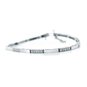 1ct Round Cut Moissanite Modern Tennis Bracelet for Women 14K White Gold Plated