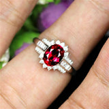 2.2ct Oval Cut Pink Ruby Engagement Ring Art Deco 14k White Gold Finish