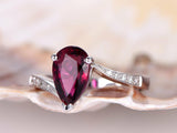 1ct Pear Cut Pink Ruby Solitaire Promise Engagement Ring 14k White Gold Finish